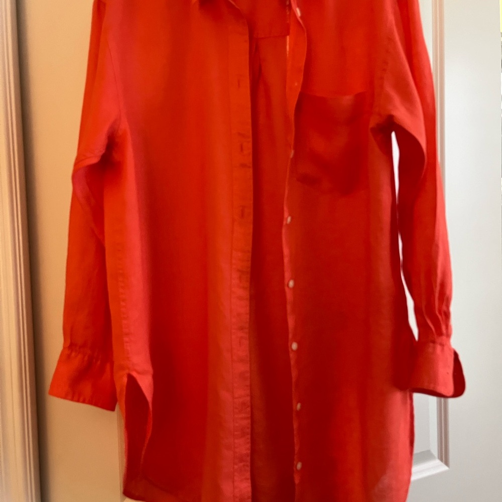 GAP Red Casual Button Down Shirt Lightweight Cotton Blend